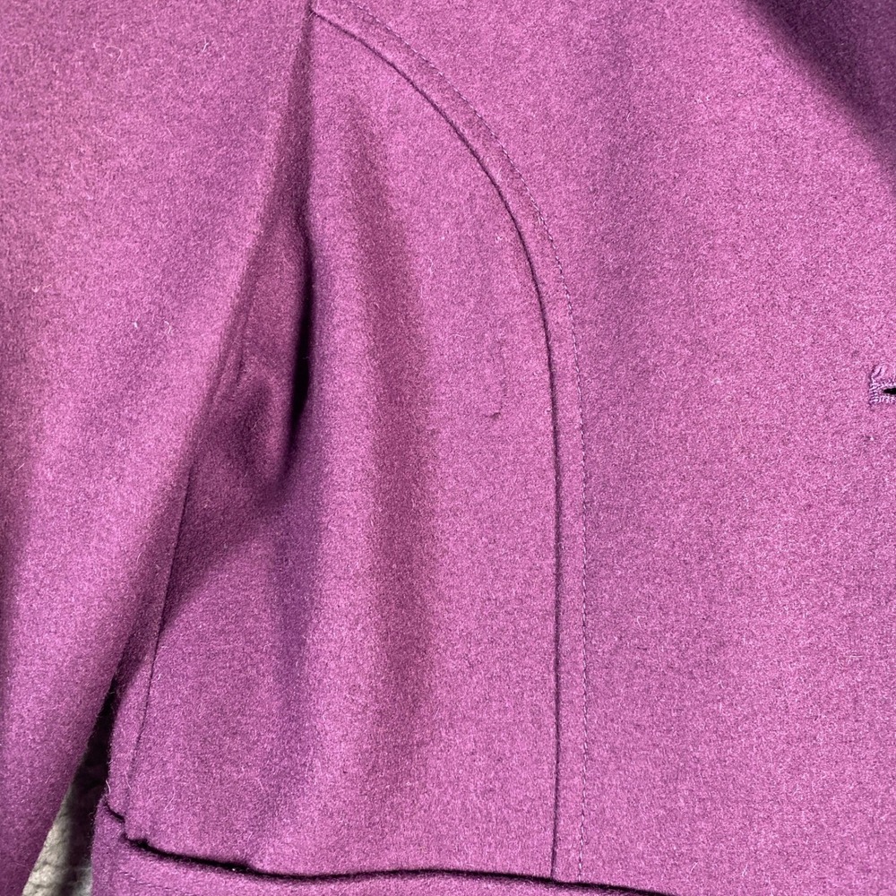 Tulle Purple Wool Blend Coat Button Front Lapel Collar Lined Women's Size L - Picture 6 of 16